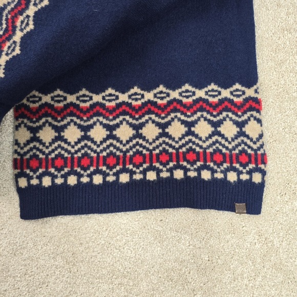 Vineyard Vines 100% Merino Wool Scarf Fairisle Nautical Navy Blue One Size $138